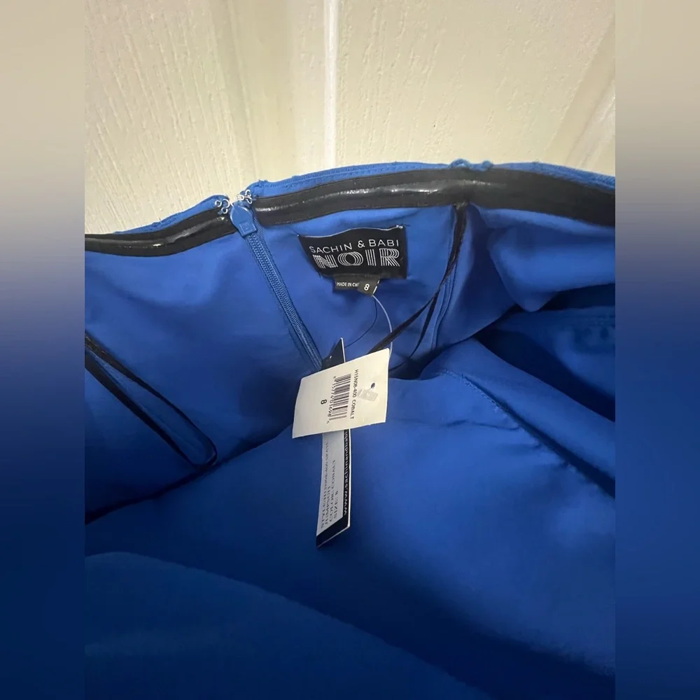 Sachin & Babi Noir Cobalt blue Strapless Peplum Textured Jumpsuit NWT - Picture 3 of 8